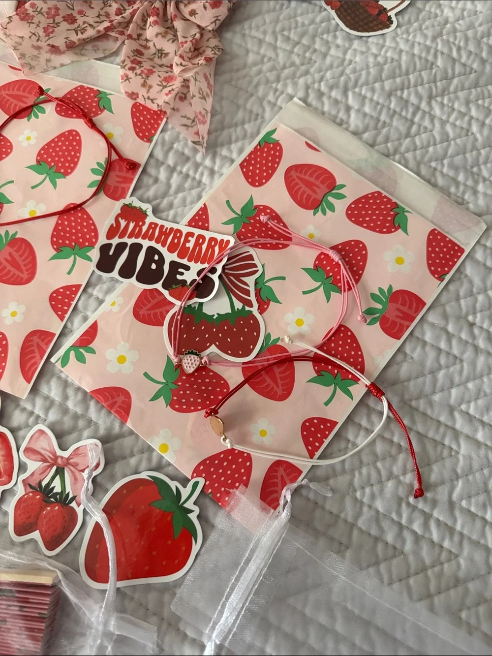 Claire's Strawberry-Themed Accessory Set in Bright Pink & Red